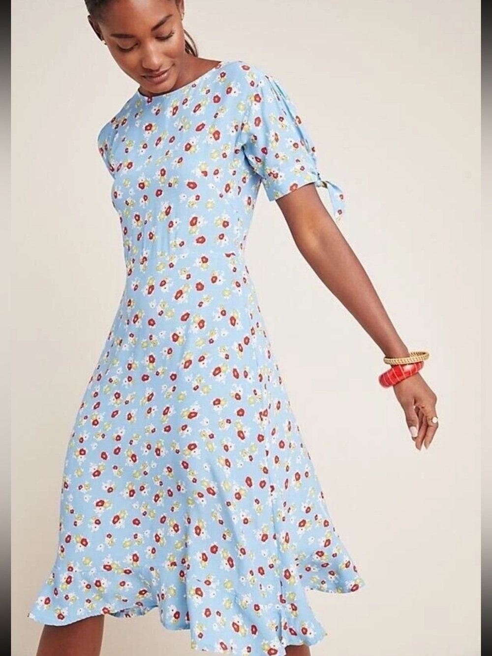 Faithfull The Brand Emilia Blue Floral Midi Dress Size 6